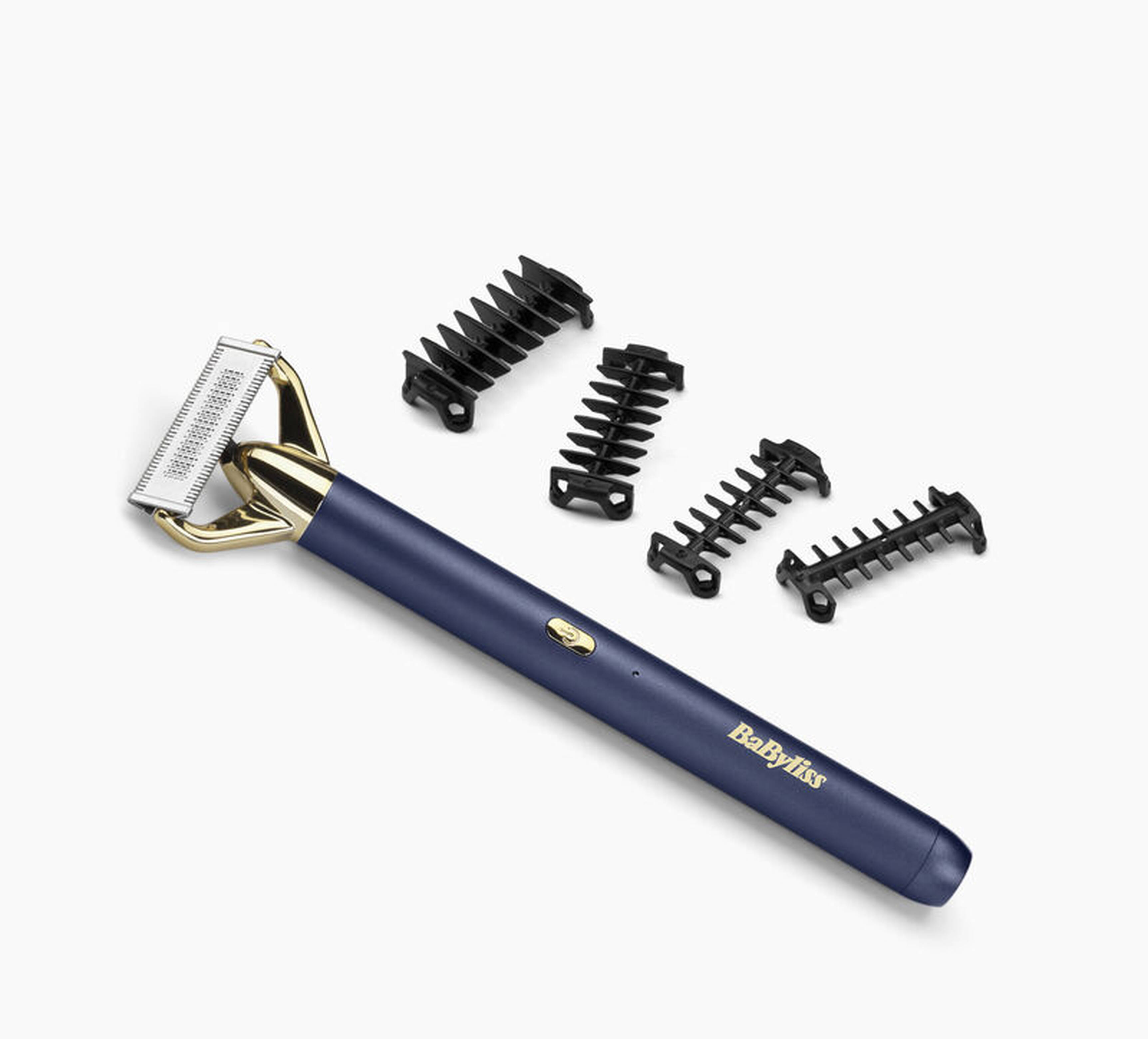 Kompakter Doppelkinn-Rasierer, blau und gold