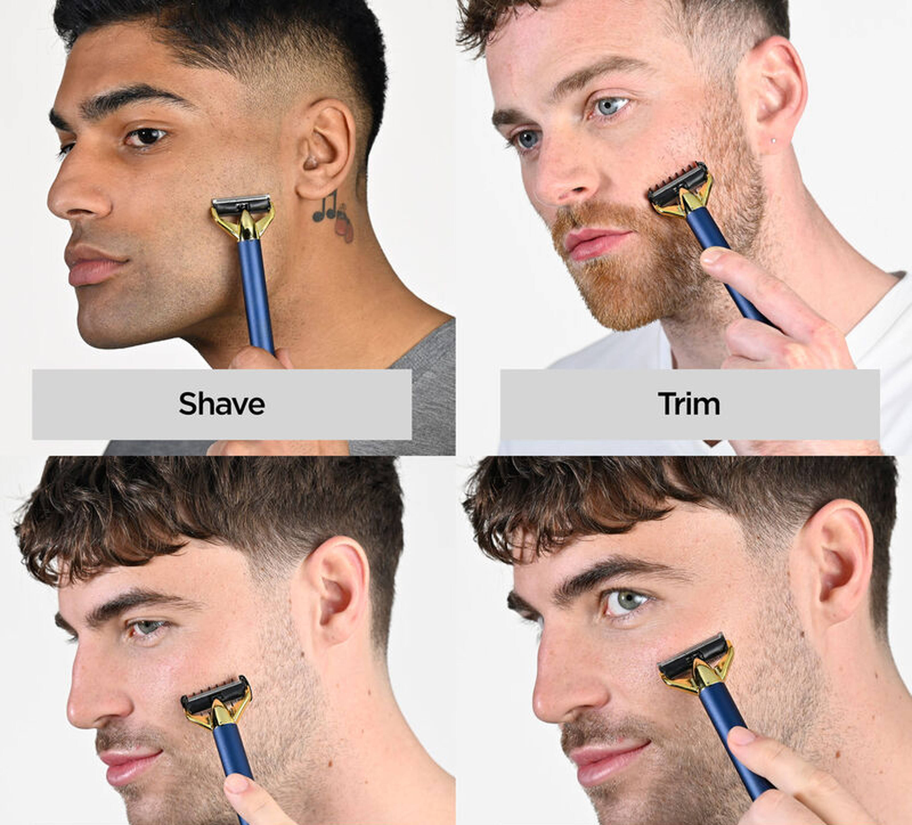 Tondeuse barbe compacte double, bleu et or