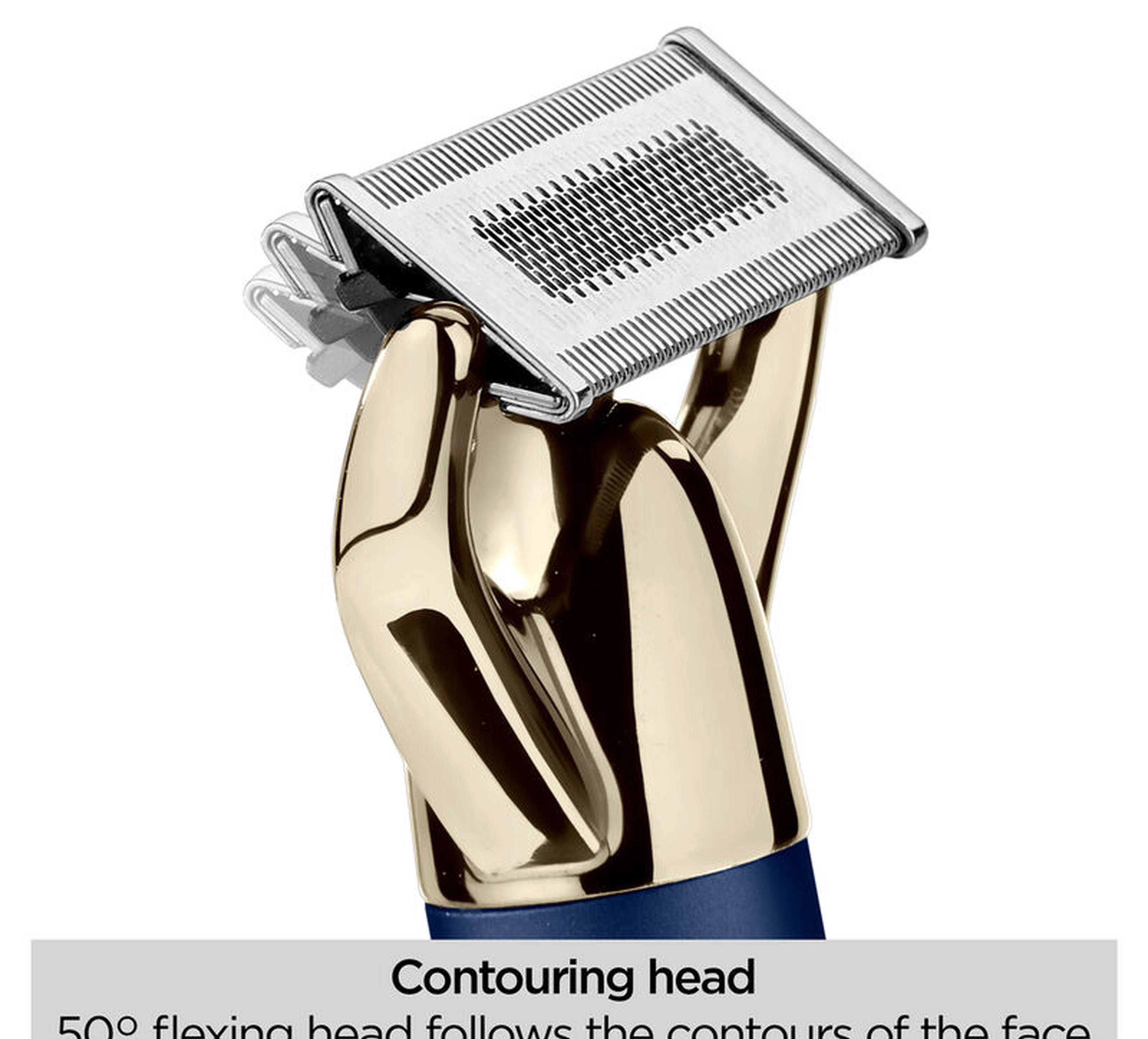 Tondeuse barbe compacte double, bleu et or