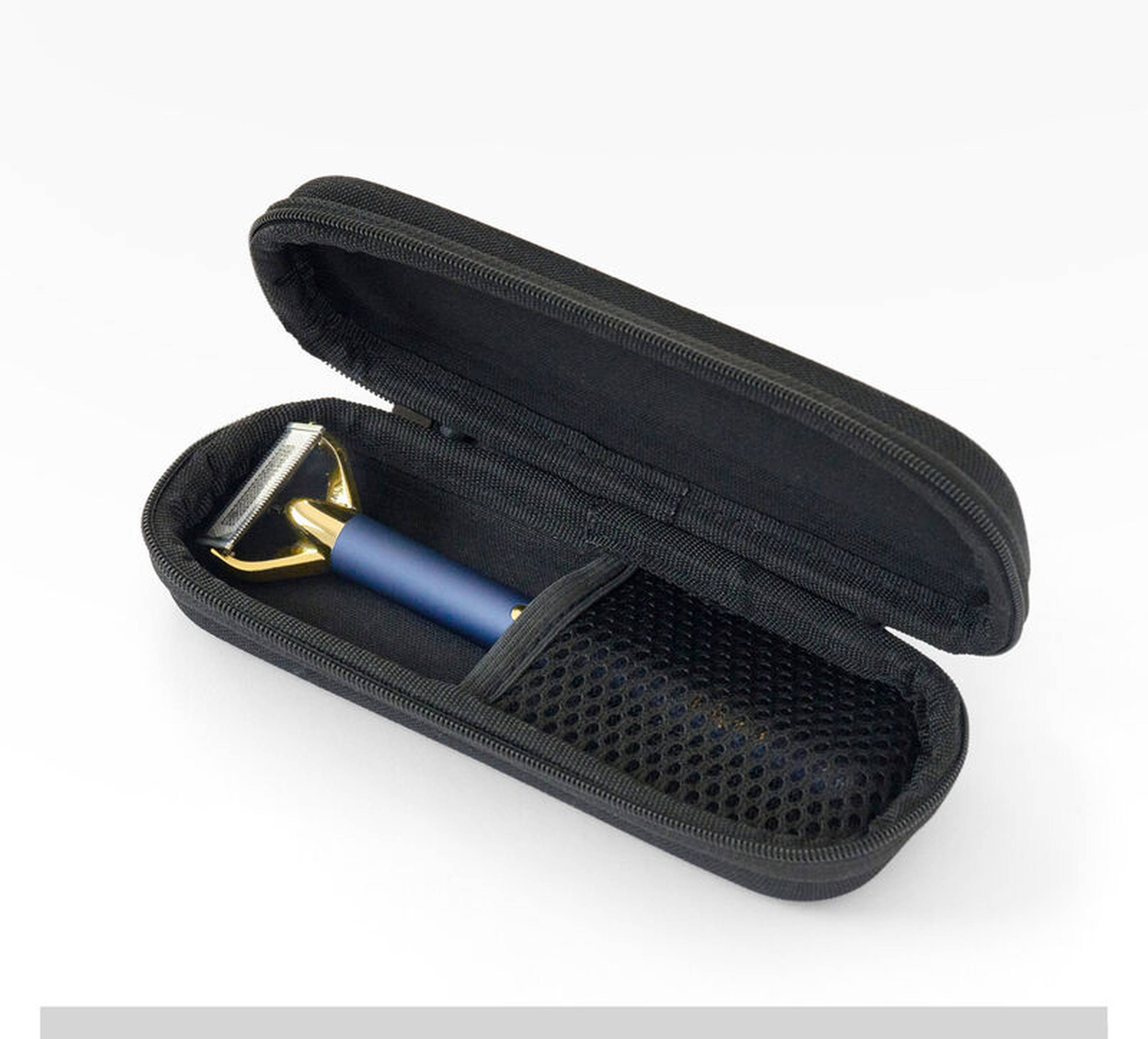 Tondeuse barbe compacte double, bleu et or